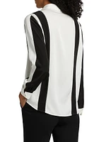 The Dylan Striped Stretch-Silk Button-Front Top
