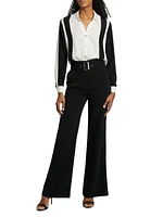 The Dylan Striped Stretch-Silk Button-Front Top