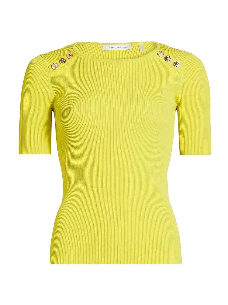 The Gemma Button-Shoulder Sweater Top