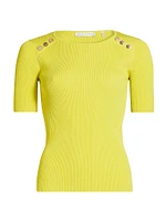 The Gemma Button-Shoulder Sweater Top