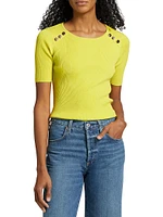 The Gemma Button-Shoulder Sweater Top