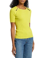 The Gemma Button-Shoulder Sweater Top
