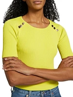 The Gemma Button-Shoulder Sweater Top