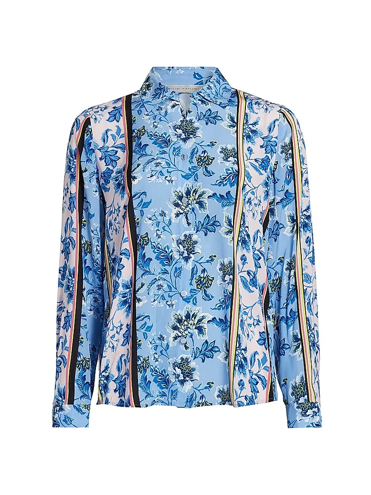 The Madeline Twilight Striped Floral Blouse