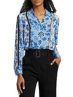 The Madeline Twilight Striped Floral Blouse