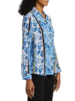 The Madeline Twilight Striped Floral Blouse