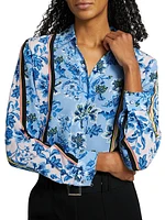 The Madeline Twilight Striped Floral Blouse