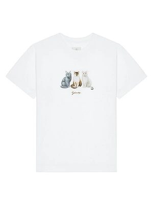 T-shirt in Cotton with Cats Print