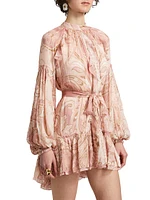 Fiza Ruffle Tie-Waist Minidress