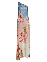 Kavi Floral One-Shoulder Gown