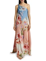 Kavi Floral One-Shoulder Gown