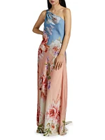 Kavi Floral One-Shoulder Gown
