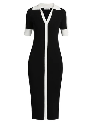 Myra Contrast-Trim Midi-Sweaterdress