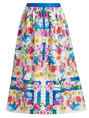 Marcie Cotton Printed Midi-Skirt
