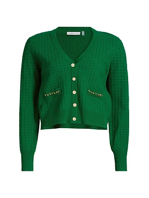 Oaklee V-Neck Chain-Link Cardigan