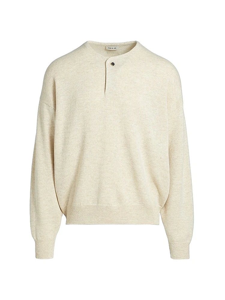 Fine Knit Wool Henley Sweater