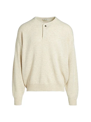 Fine Knit Wool Henley Sweater