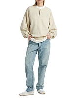 Fine Knit Wool Henley Sweater
