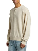 Fine Knit Wool Henley Sweater