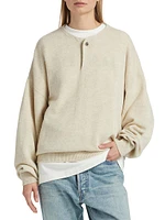 Fine Knit Wool Henley Sweater