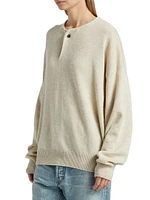 Fine Knit Wool Henley Sweater