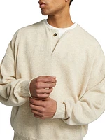 Fine Knit Wool Henley Sweater