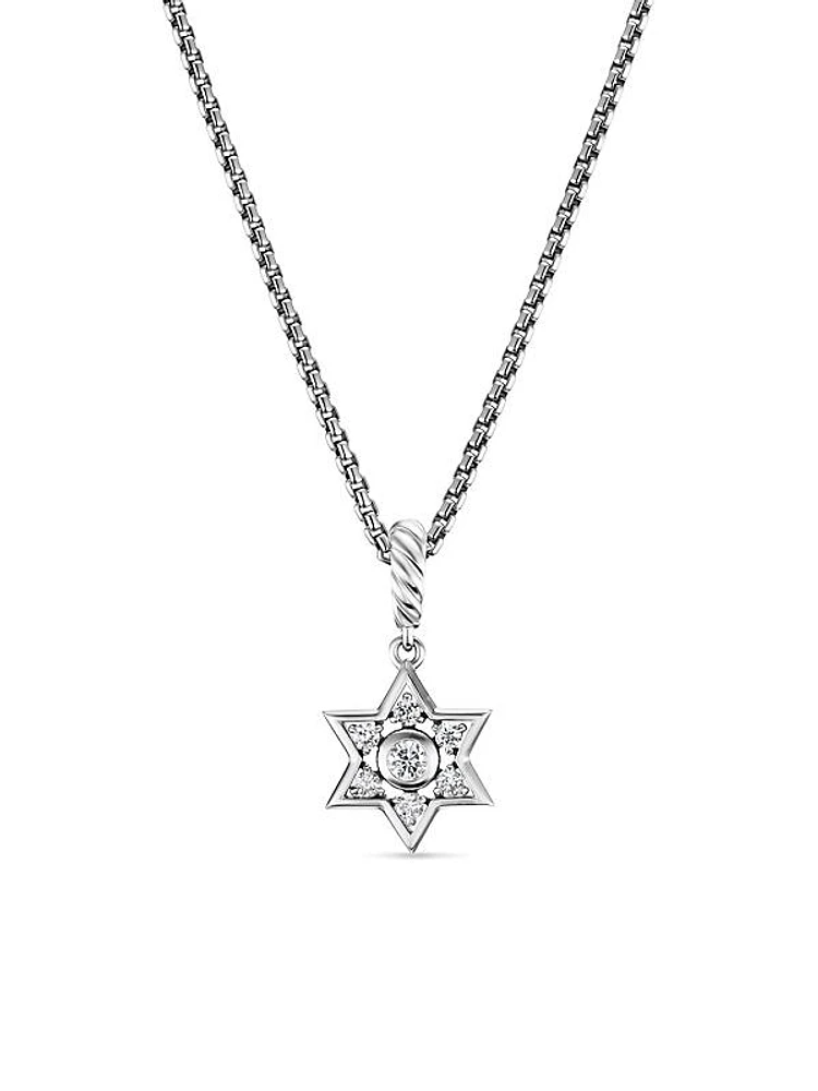 Star of David Pendant Necklace in Sterling Silver with Diamonds