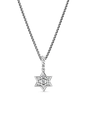 Star of David Pendant Necklace in Sterling Silver with Diamonds