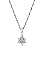 Star of David Pendant Necklace in Sterling Silver with Diamonds