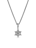 Star of David Pendant Necklace in Sterling Silver with Diamonds