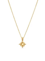 Petite Modern Renaissance Pyramid Pendant Necklace in 18K Yellow Gold with Diamonds, 8.1MM