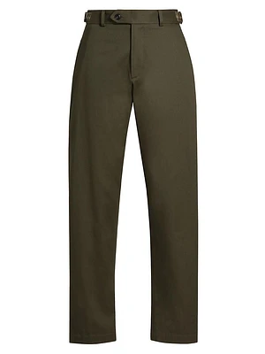 Plaid-Pocket Straight-Leg Trousers