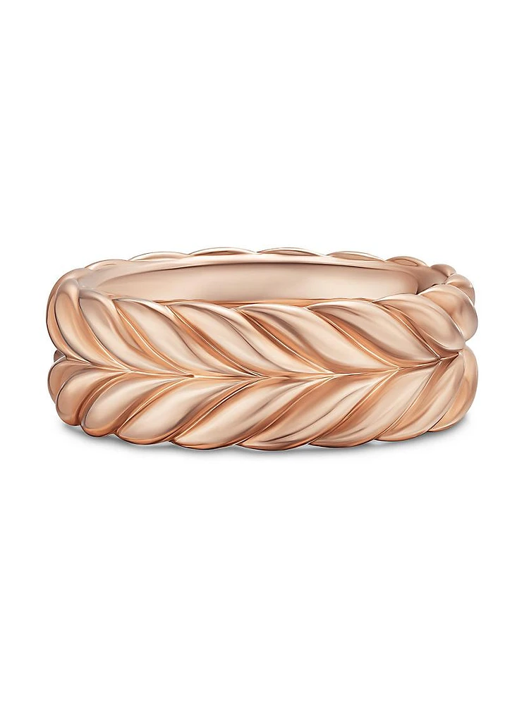 Chevron Band Ring 18K Rose Gold, 9MM