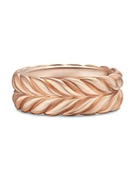 Chevron Band Ring 18K Rose Gold, 9MM