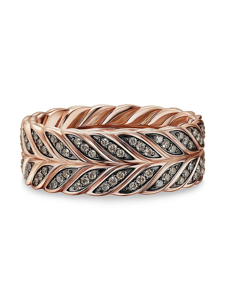 Chevron Pave Band Ring 18K Rose Gold