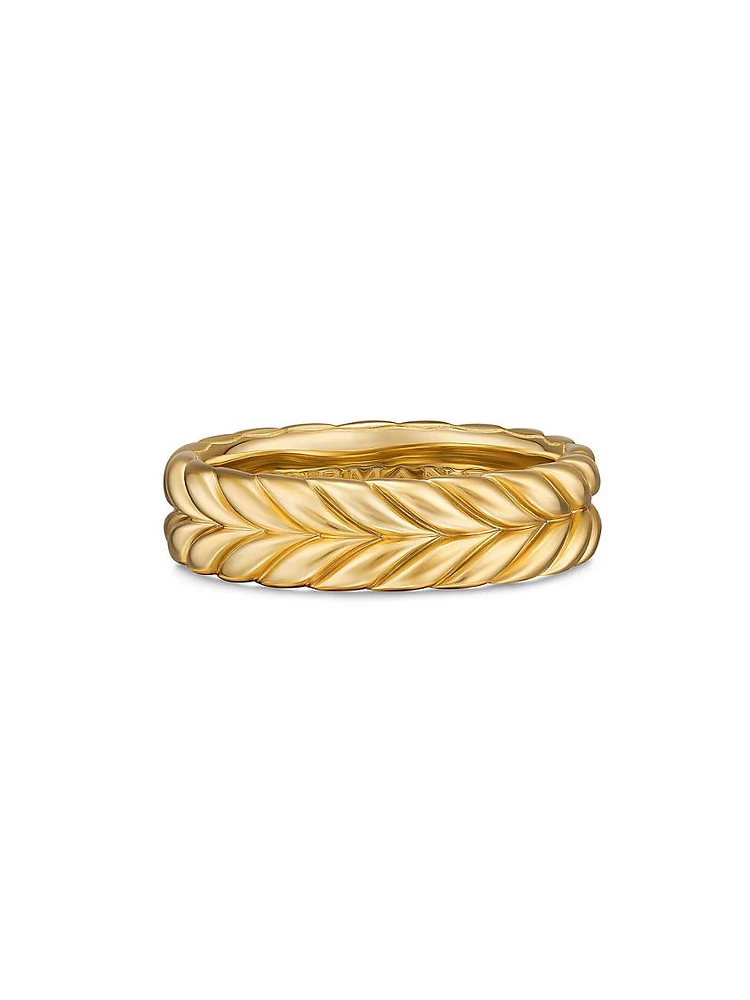 Chevron Band Ring 18K Yellow Gold, 6.2MM