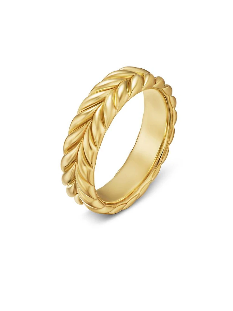 Chevron Band Ring 18K Yellow Gold, 6.2MM