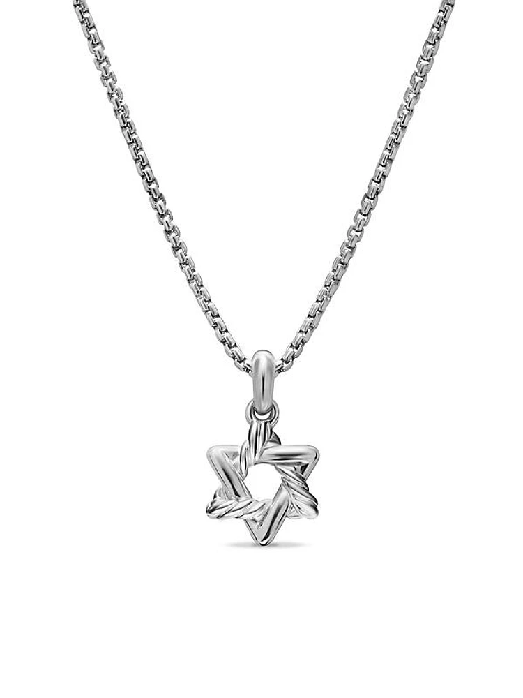 Star of David Pendant Necklace in Sterling Silver, 9.6MM