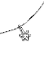 Star of David Pendant Necklace in Sterling Silver, 9.6MM