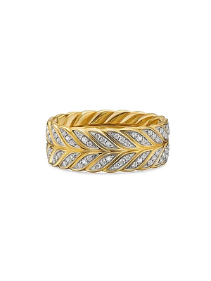 Chevron Pave Band Ring 18K Yellow Gold