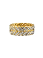 Chevron Pave Band Ring 18K Yellow Gold