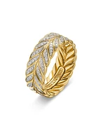 Chevron Pave Band Ring 18K Yellow Gold