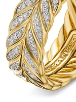 Chevron Pave Band Ring 18K Yellow Gold