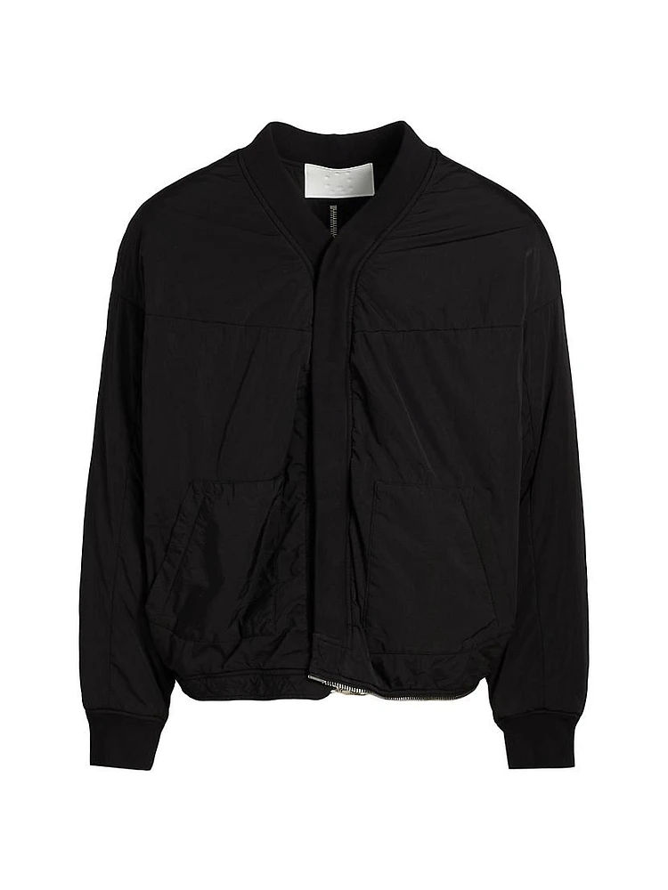 Multi Zipper Nylon Bomber Jacket