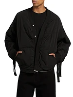 Multi Zipper Nylon Bomber Jacket