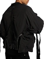 Multi Zipper Nylon Bomber Jacket