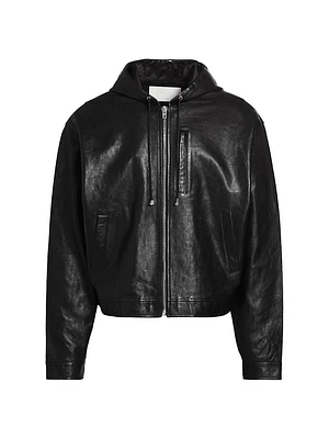 Zip-Up Leather Hoodie