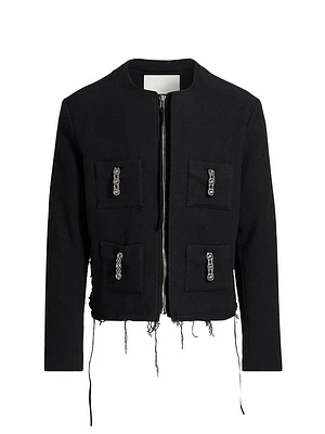 Collarless Cotton Chain Jacket