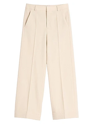 Wool Gabardine Pants with Turn-Ups
