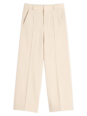 Wool Gabardine Pants with Turn-Ups